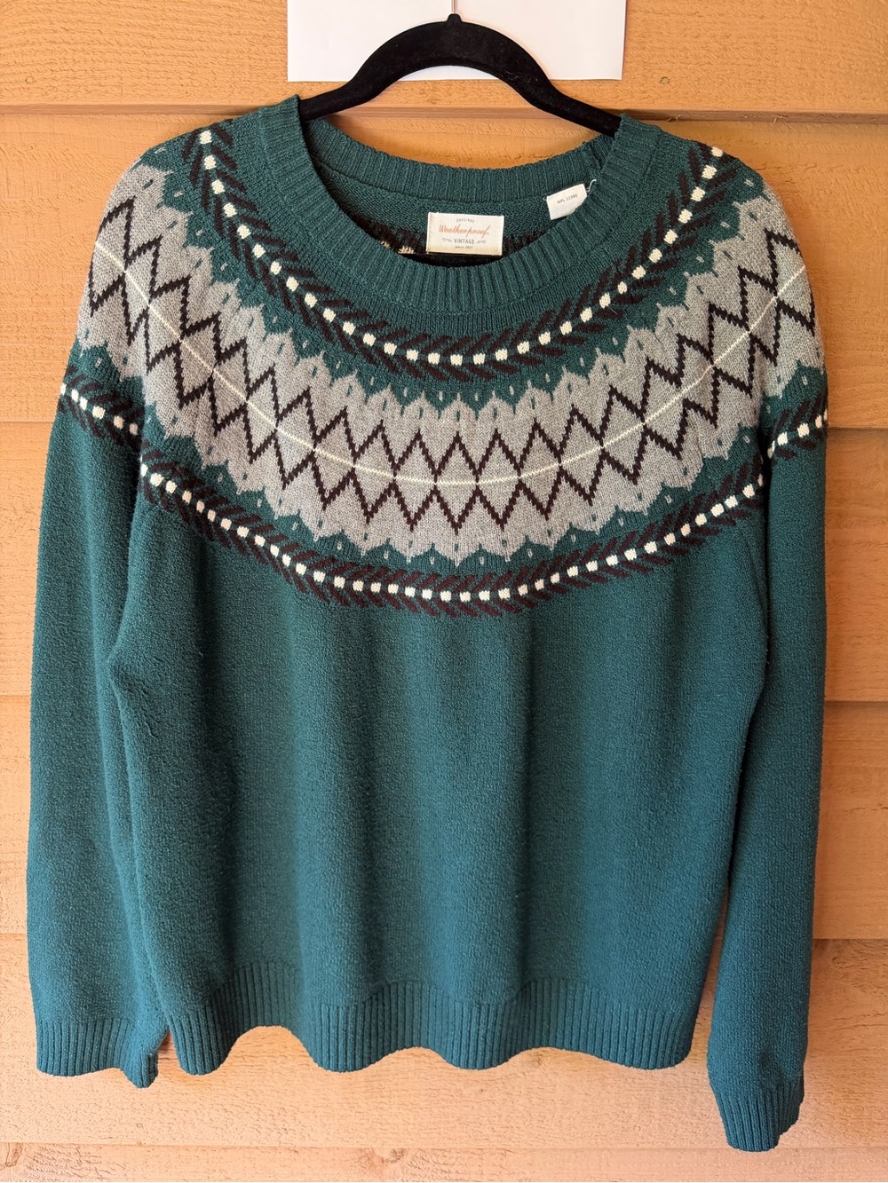 Weatherproof Vintage Fair Isle Crewneck Sweater XL Green Knit Nordic Holiday